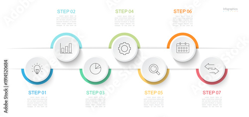 Infographic 7 options design elements for your business data. Vector Illustration.
