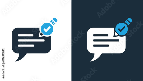 Approved message icons - Blue icon set - Modern style icon - Vector icon set - Glyph and solid icon set - Icon vector - Flat Design Icon - Stock illustration