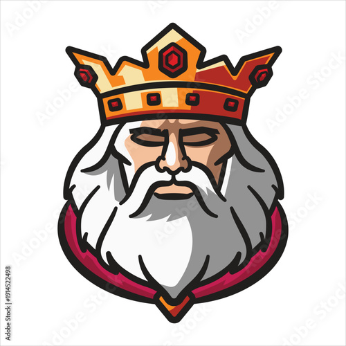 Old king with gold crown mascot logo Vector