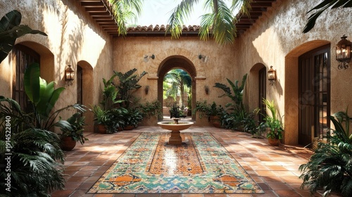 Serene Mediterranean Courtyard Oasis