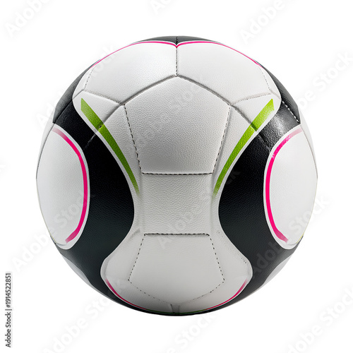 Modern Soccer Ball Isolated on Black Background, Professional Football Equipment PNG