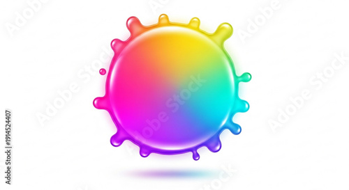Vibrant multicolor gradient splatter symbol on white background