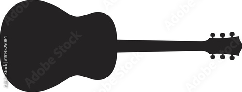 Acoustic guitar silhouette vector illustration of classic wooden string instrument isolated on white background music design element