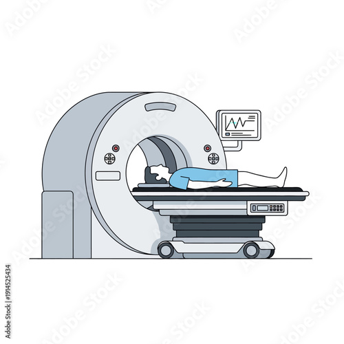 Patient on MRI Scanner Bed During Medical Imaging Procedure