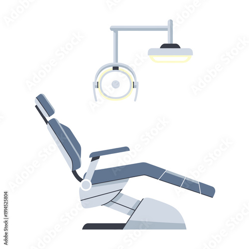 Modern Dental Chair and Examination Light, Vector Illustration