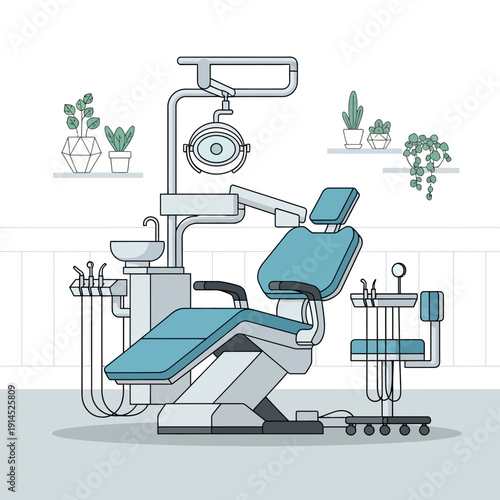 Modern Dental Chair and Equipment Illustration