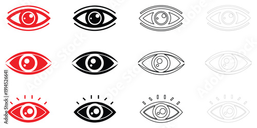 eye icon vector, human eye, eyebrow icon symbol vector, silhouette and line art illustration