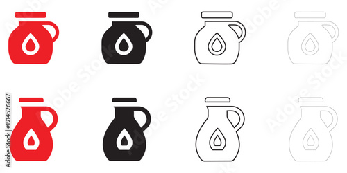 oil jar icon vector, oil pot icon symbol vector, silhouette and line art illustration