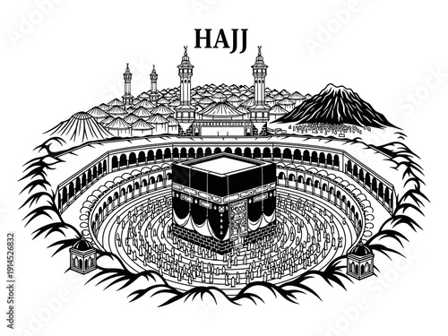 hajj Islamic pilgrimage vector