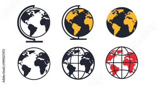 Globe Line art filed color clean design shape vector