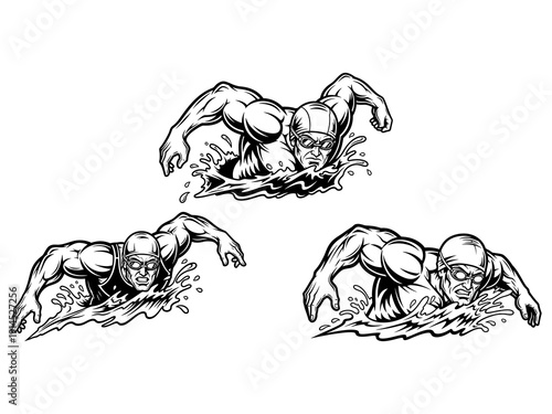 vector illustration of a Swimming athlete mascot