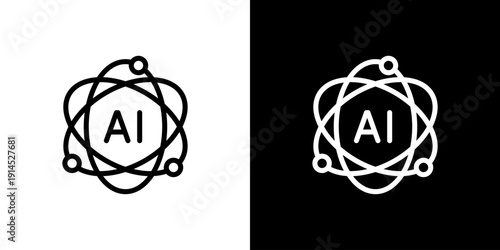 AI（人工知能）のコンセプトを表現したシンプルなアイコン (ベクター)