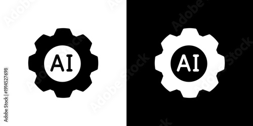 AIによる最適化や自動設定を象徴する設定・ギアアイコン (ベクター)
