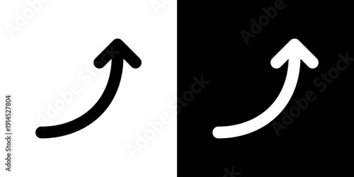 太めの右上向きカーブ矢印アイコン (ベクター)