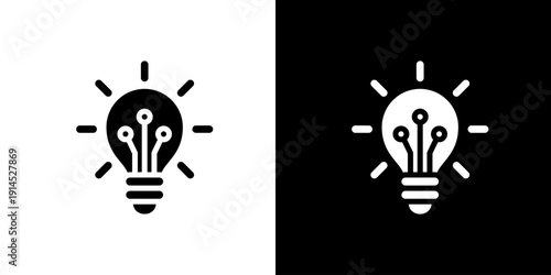 電球と回路のテクノロジーアイコン (ベクター)