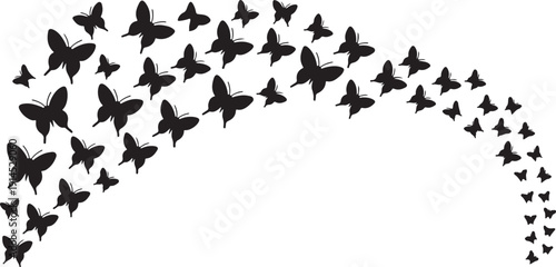 Flying Butterfly Swarm Silhouette Vector Spring Nature Motion Composition