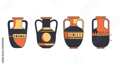 Greek Amphora Line clean bright color illustration
