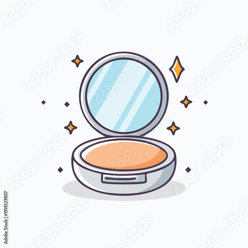 Compact Powder Makeup with Mirror and Sparkles.