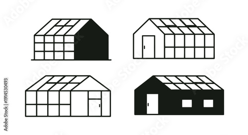 Greenhouse Line art minimal smooth style illustration
