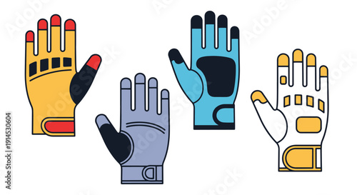 Grip Gloves Line art minimal colorful illustration