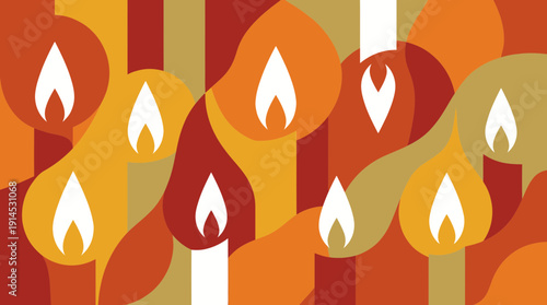 Vibrant abstract candle flames in warm orange and red hues