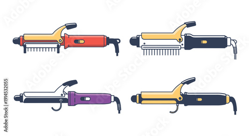 Hair Curling Iron clean colorful art vector