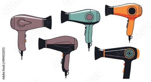 Hair Dryer Line art illustration abstract colorful design