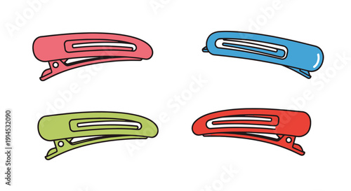 Hair Extension Clip minimal bold color illustration