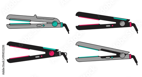 Hair Straightener clean bright color illustration