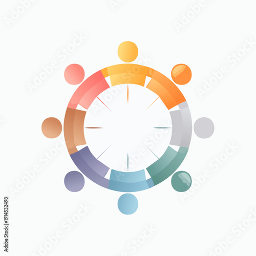 Colorful Circular Diagram with Connected Spheres for Collaboration.