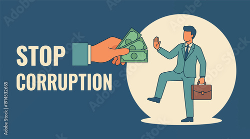 Stop Corruption Businessman Refuses Bribe in Professional Setting