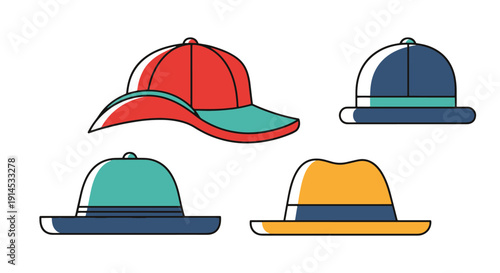 Hat Line art vector contemporary color design