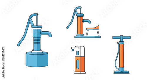 Hand Pump Line art soft elegant tone illustration