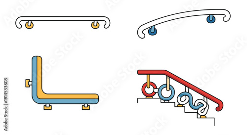 Handrail Line art creative color vector design