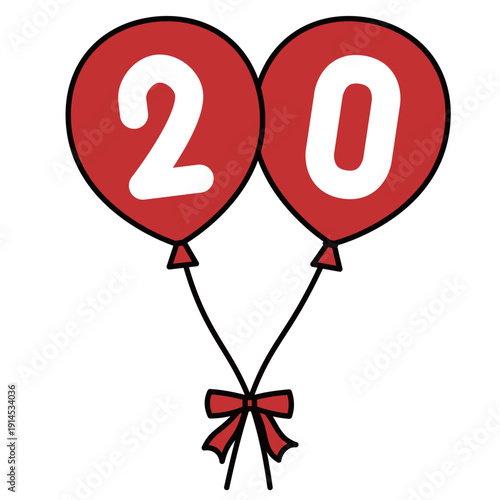 数字の20が入った可愛い丸風船