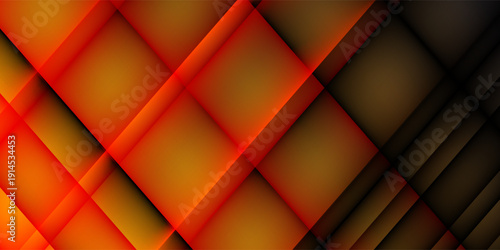 Abstract Geometric Background with Glowing Orange and Red Diamond Layers and 3D Overlapping Shapes with Soft Shadows