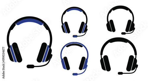 Headset Line art clean color vector