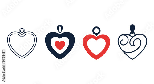 Heart Pendant Line creative abstract minimal vector