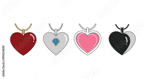 Heart Pendant Line soft elegant style illustration