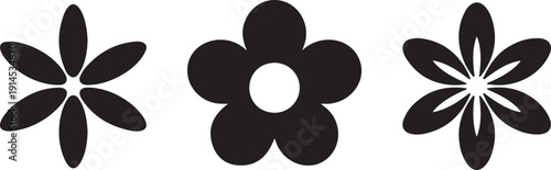Simple Flower Icons Set Minimal Floral Vector Collection