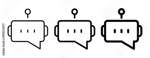 Cute Chatbot Linear Icons with Different Line Thicknesses. Ai Assistant. Fat and Thin Lines. Simple Minimalist Flat Design. Vector illustration