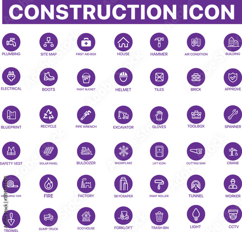 minimalist construction vector icon set 