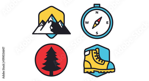 Hiking Badge Line soft abstract creative illustration