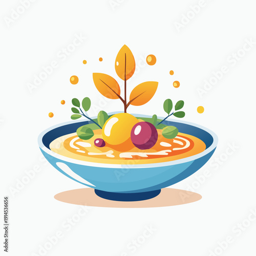 Delicious Autumnal Soup Bowl with Decorative Garnish.