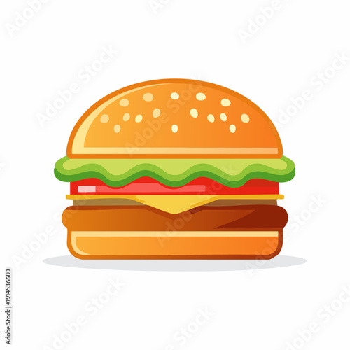 Delicious Classic Hamburger with Cheese and Fresh Vegetables.