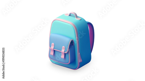 Wallpaper Mural Blue Backpack with Pink Accents and Zippers. Torontodigital.ca