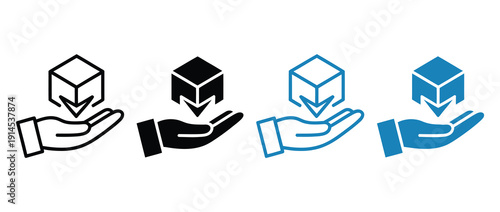 Import icon set multiple style collection, vector icons representing file importing, data migration