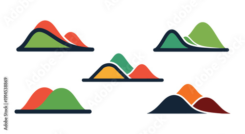 Hill Line art vector color filled modern design minimal shape illustration