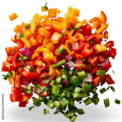 Wallpaper Mural Colorful Mixed Bell Peppers Diced Vegetables. Torontodigital.ca