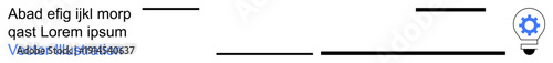 Innovation, creativity, problem-solving, idea generation, technology, strategy. Lightbulb symbol with gear inside conveys concept of technological innovation. Innovation and creativity